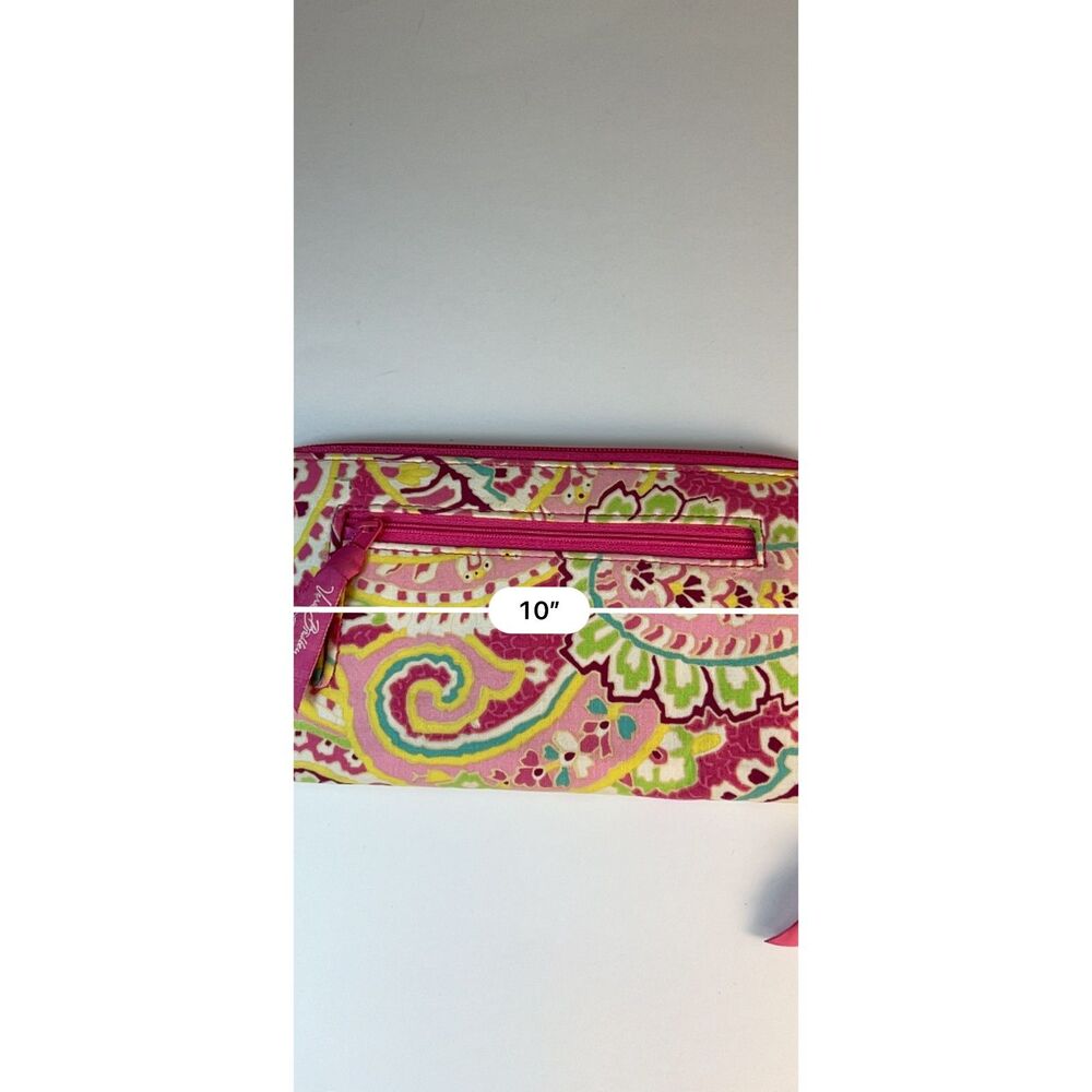 Vera Bradley Capri Melon Pink Paisley Quilted Large Zip Travel Organizer Wallet - Picture 10 of 11